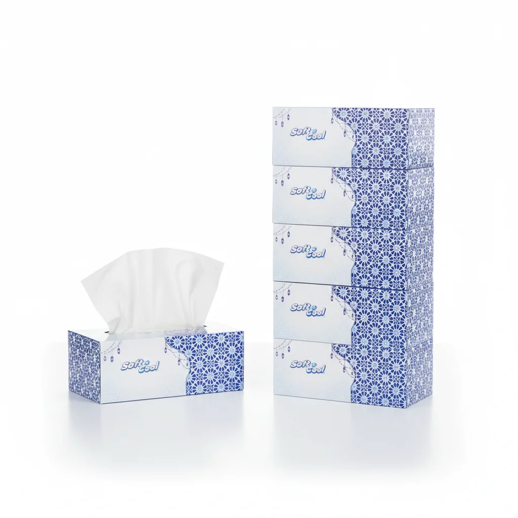 30 Boxes Soft n Cool Arabic Theme Facial Tissues - 200 Sheets x 2 Ply - Image 2