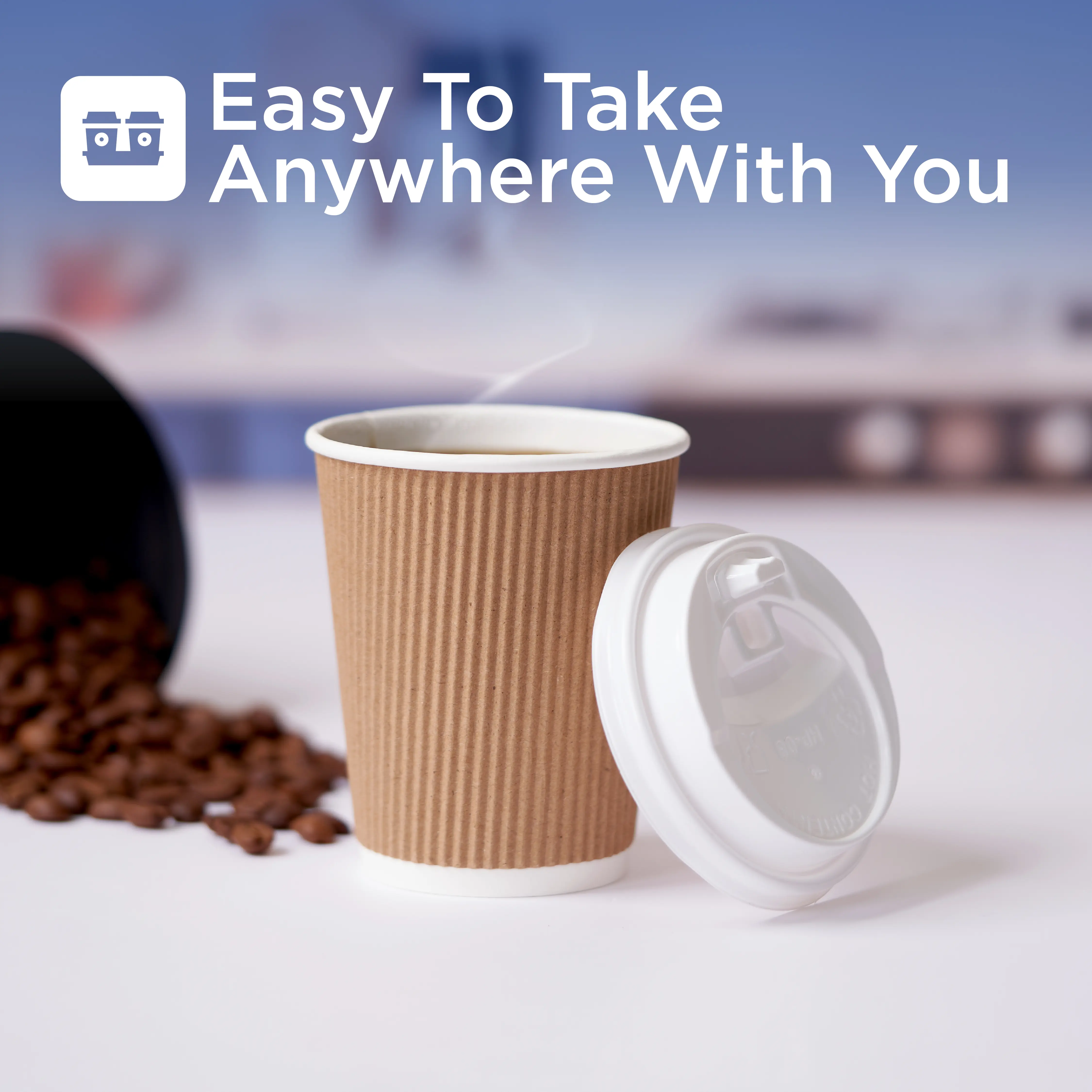 8 Oz Twin Pack Kraft Ripple Paper Cup With Lid 20 Pieces - Image 4