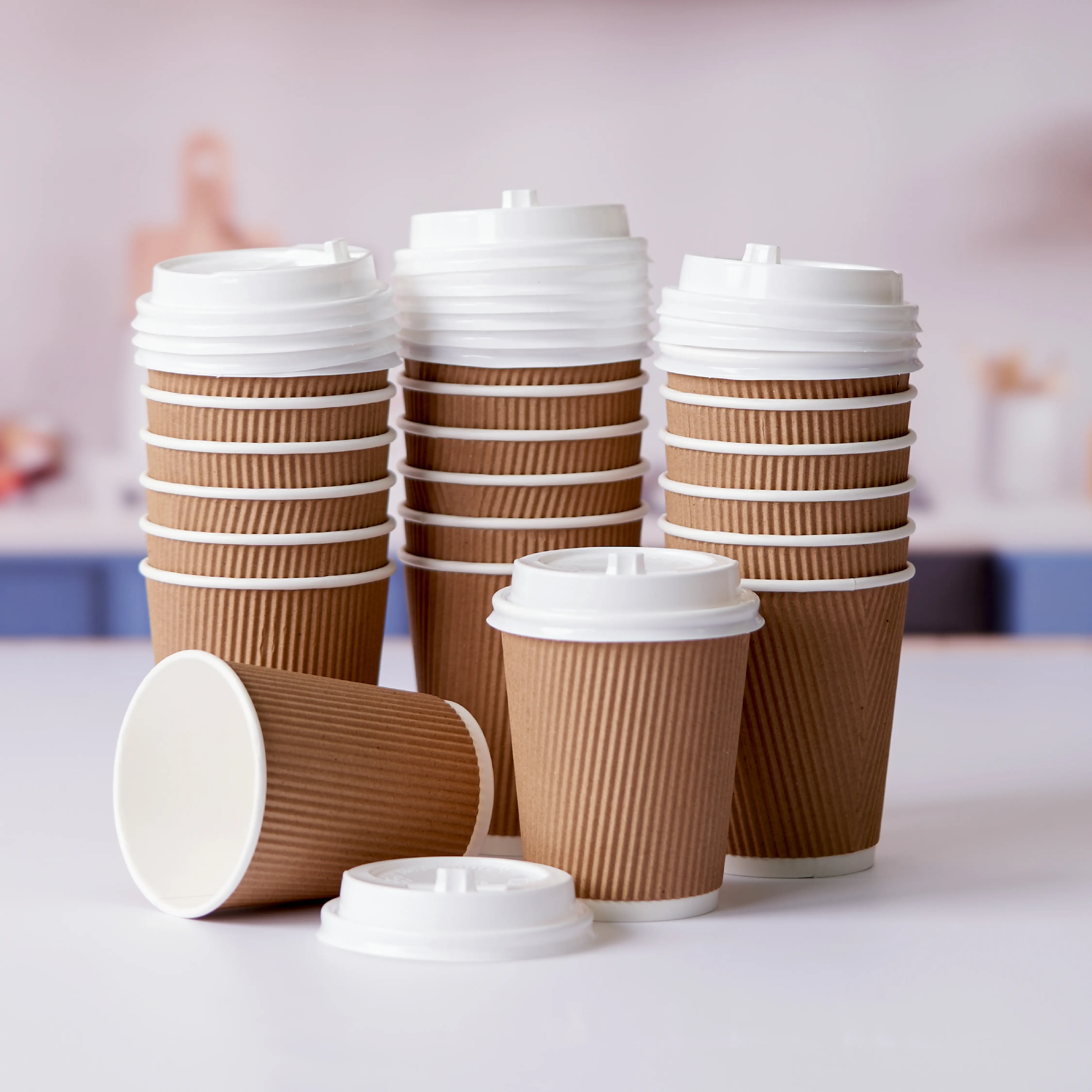 8 Oz Twin Pack Kraft Ripple Paper Cup With Lid 20 Pieces - Image 6