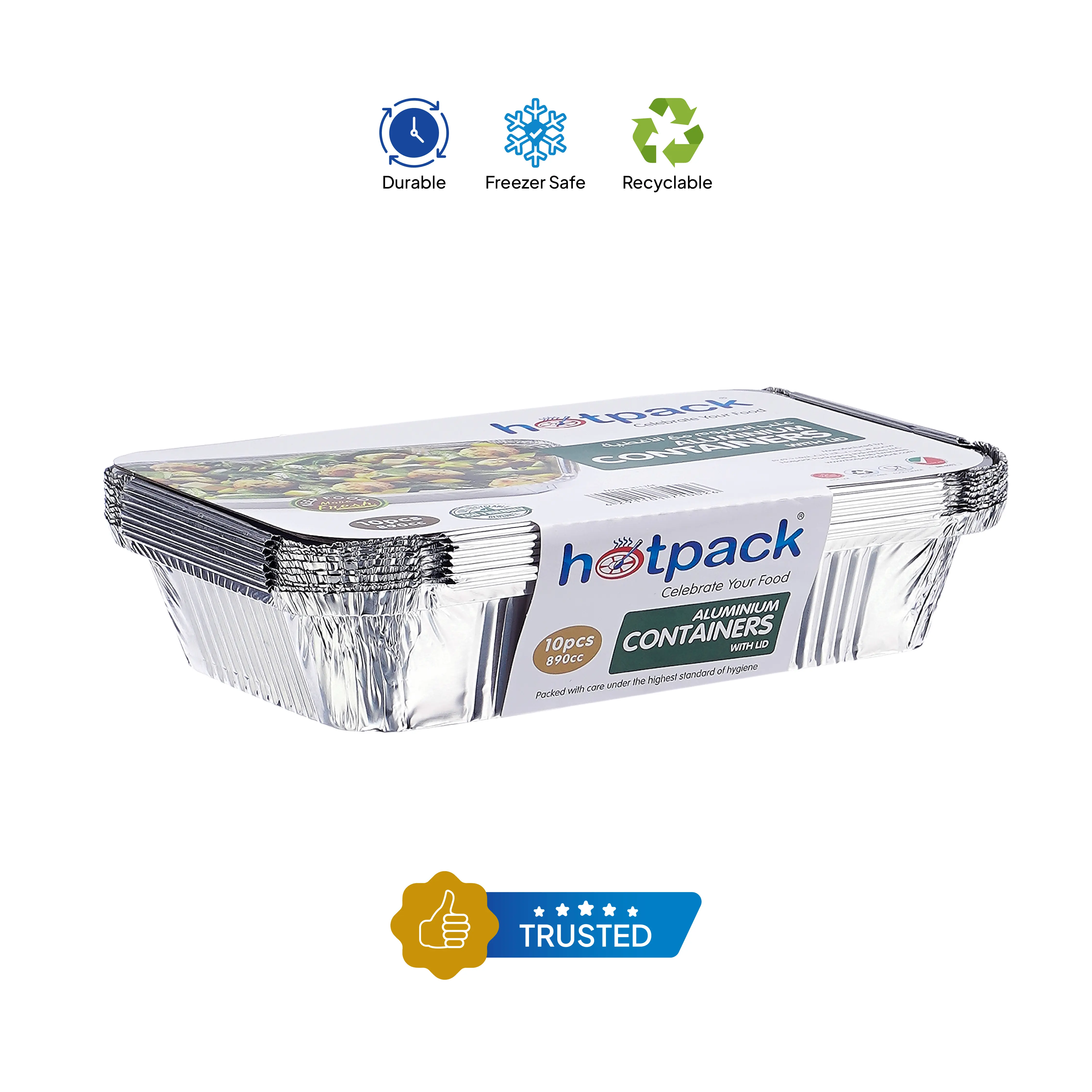 Aluminium Containers with Lid 8389 ( 890 CC ) 10 Pieces - Image 11