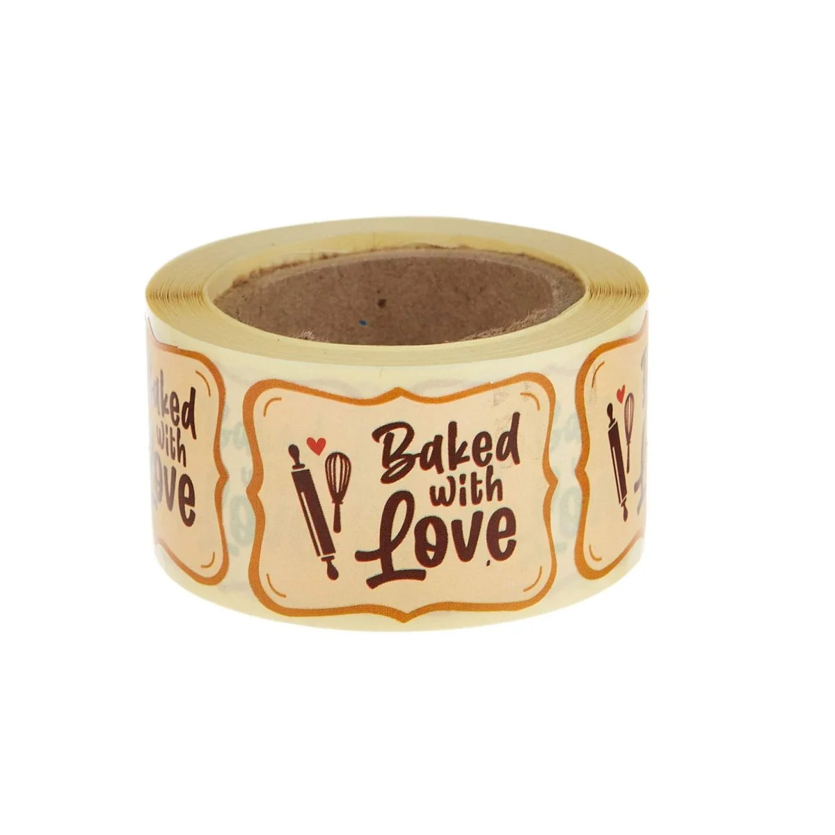 Beige Baked With Love Sticker Roll 250 Pieces - Image 3