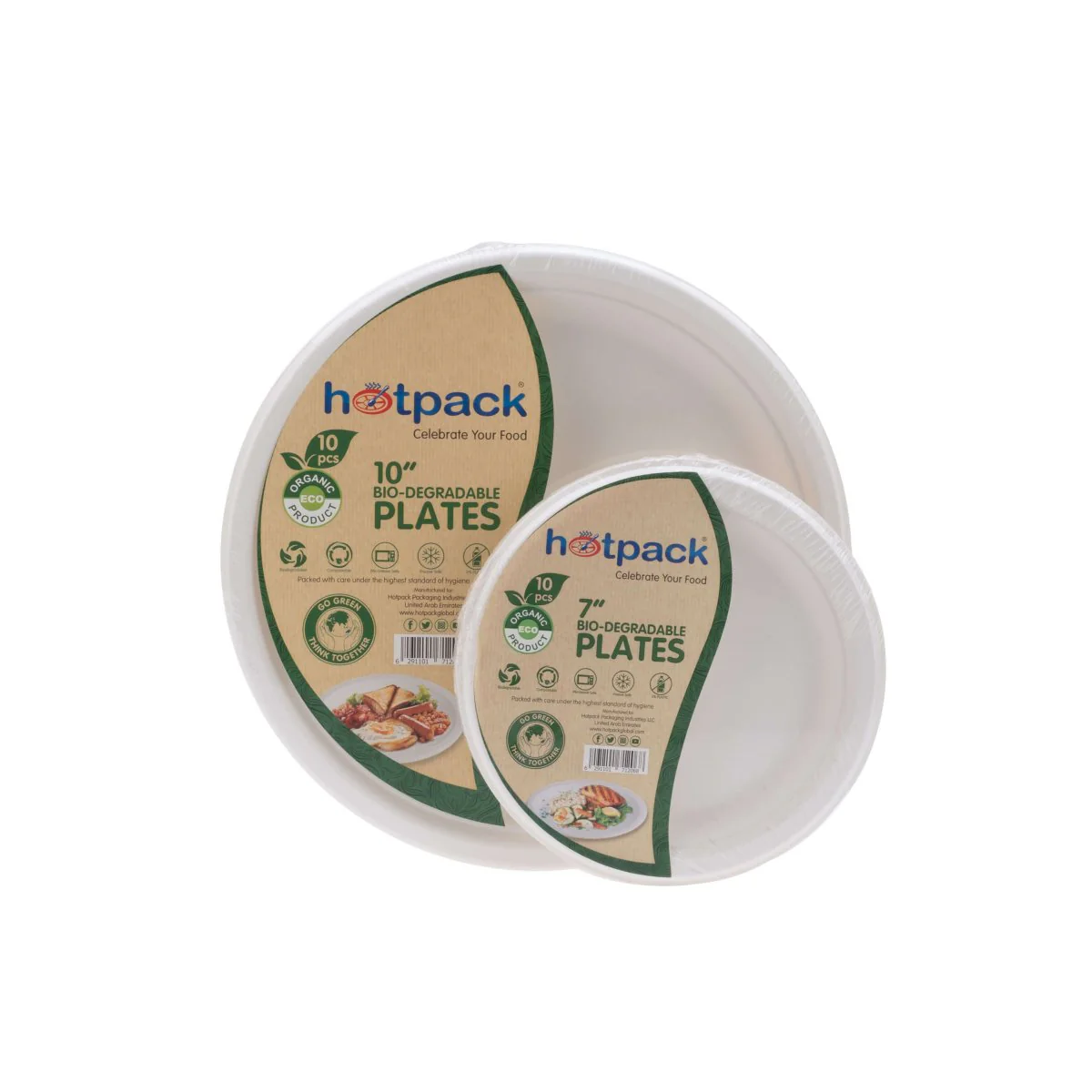 Biodegradable Plates Combo Pack (7 inch x 10 Pieces) + (10 inch x 10 Pieces)