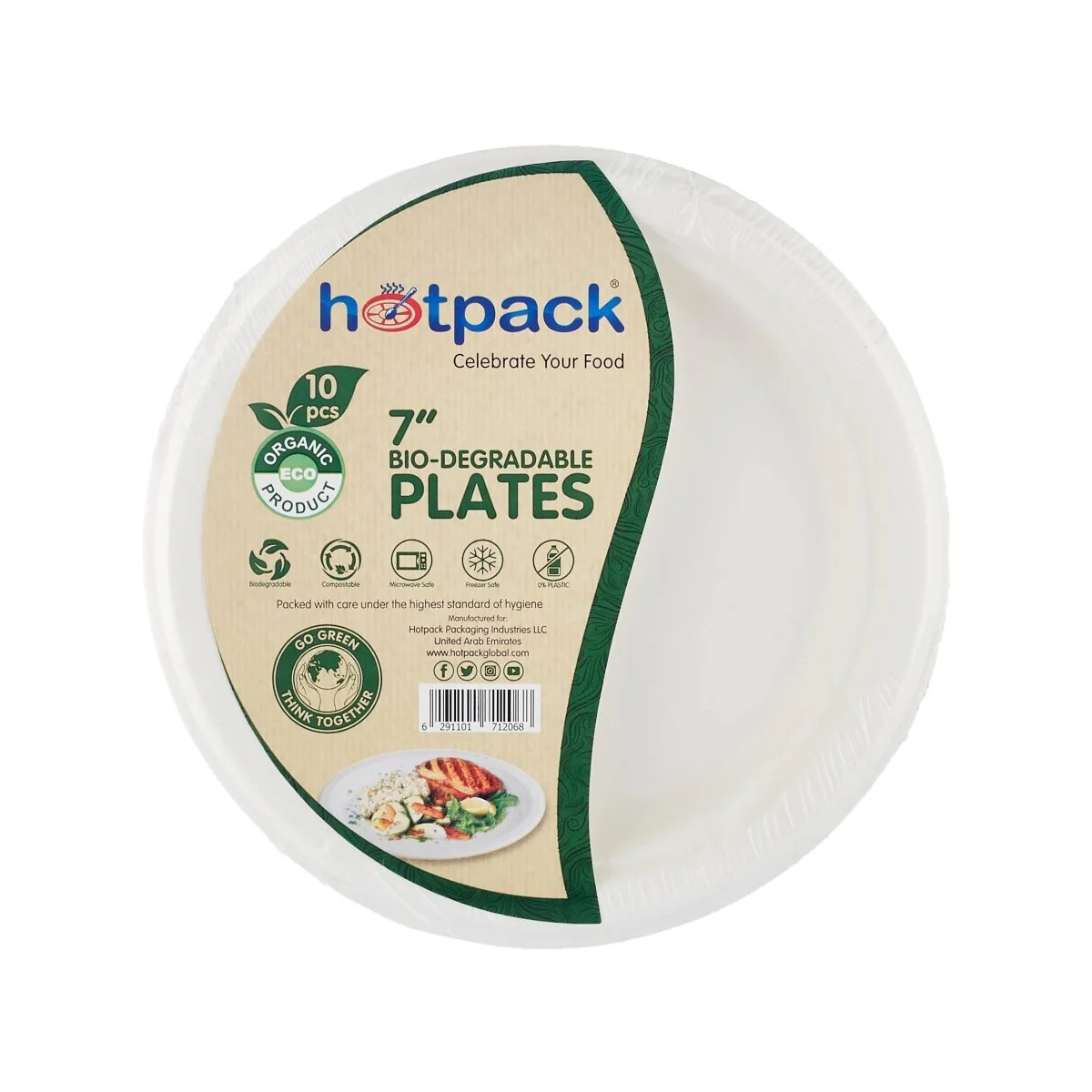 Biodegradable Plates Combo Pack (7 inch x 10 Pieces) + (10 inch x 10 Pieces) - Image 2