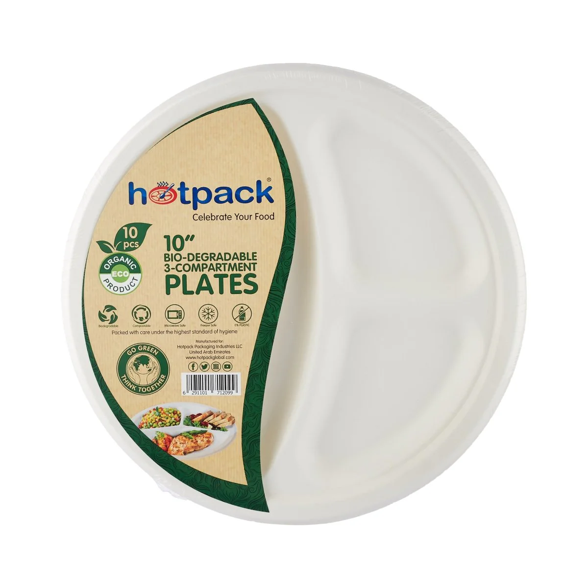 Biodegradable Plates Combo Pack (7 inch x 10 Pieces) + (10 inch x 10 Pieces) - Image 3