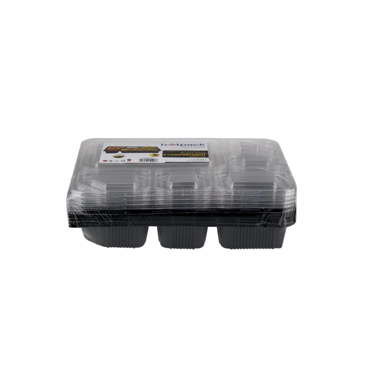 Black Base Rectangular 6-Compartment Container With Lid 5 Pieces - Image 2