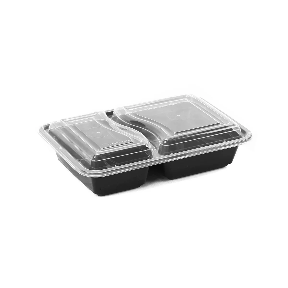Black Base Rectangular Microwavable Compartment Container with Lids 5 Pieces - Image 2