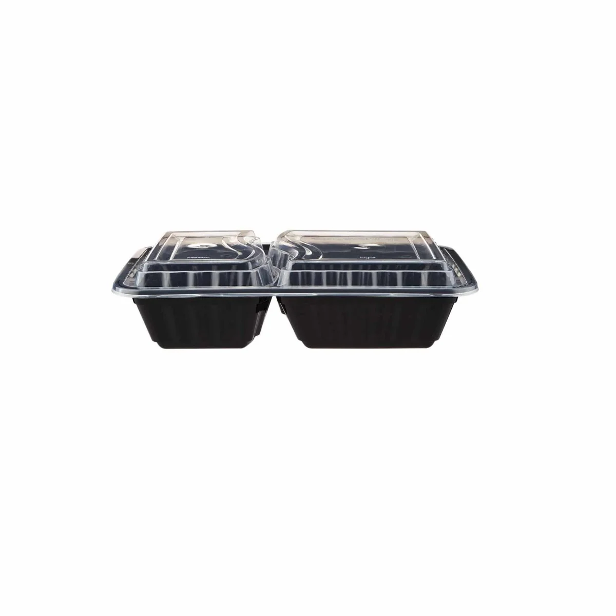Black Base Rectangular Ribbed Container 2 Compartments 300 Pieces