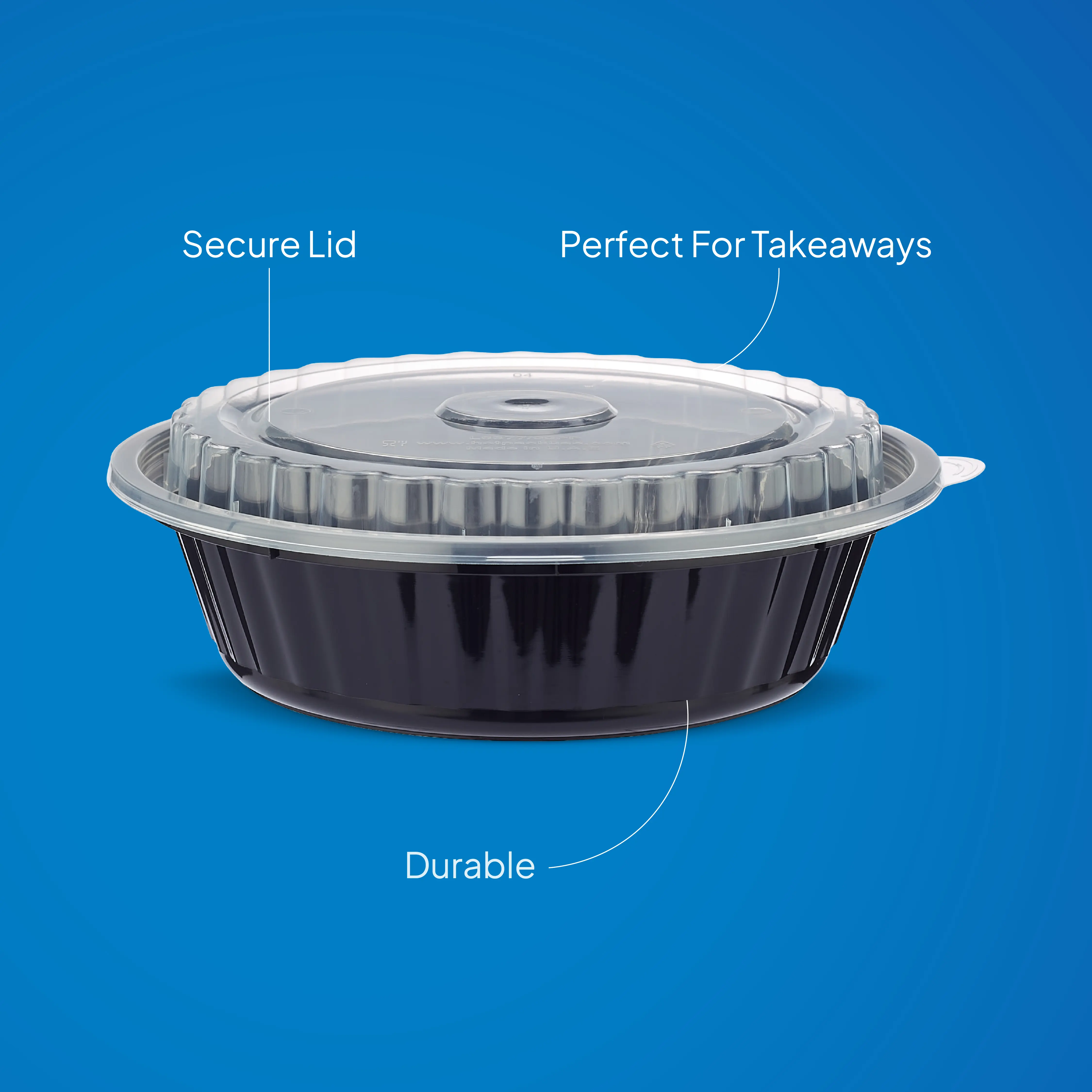 Black Base Round Ribbed Container with Lids 5  Pieces - Image 9