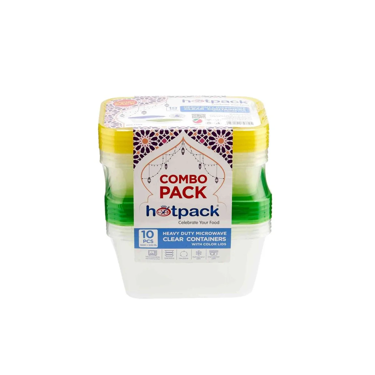 Clear Heavy Duty Microwave Container With Color Lid Combo Pack  500ml + 1000ml - Image 3