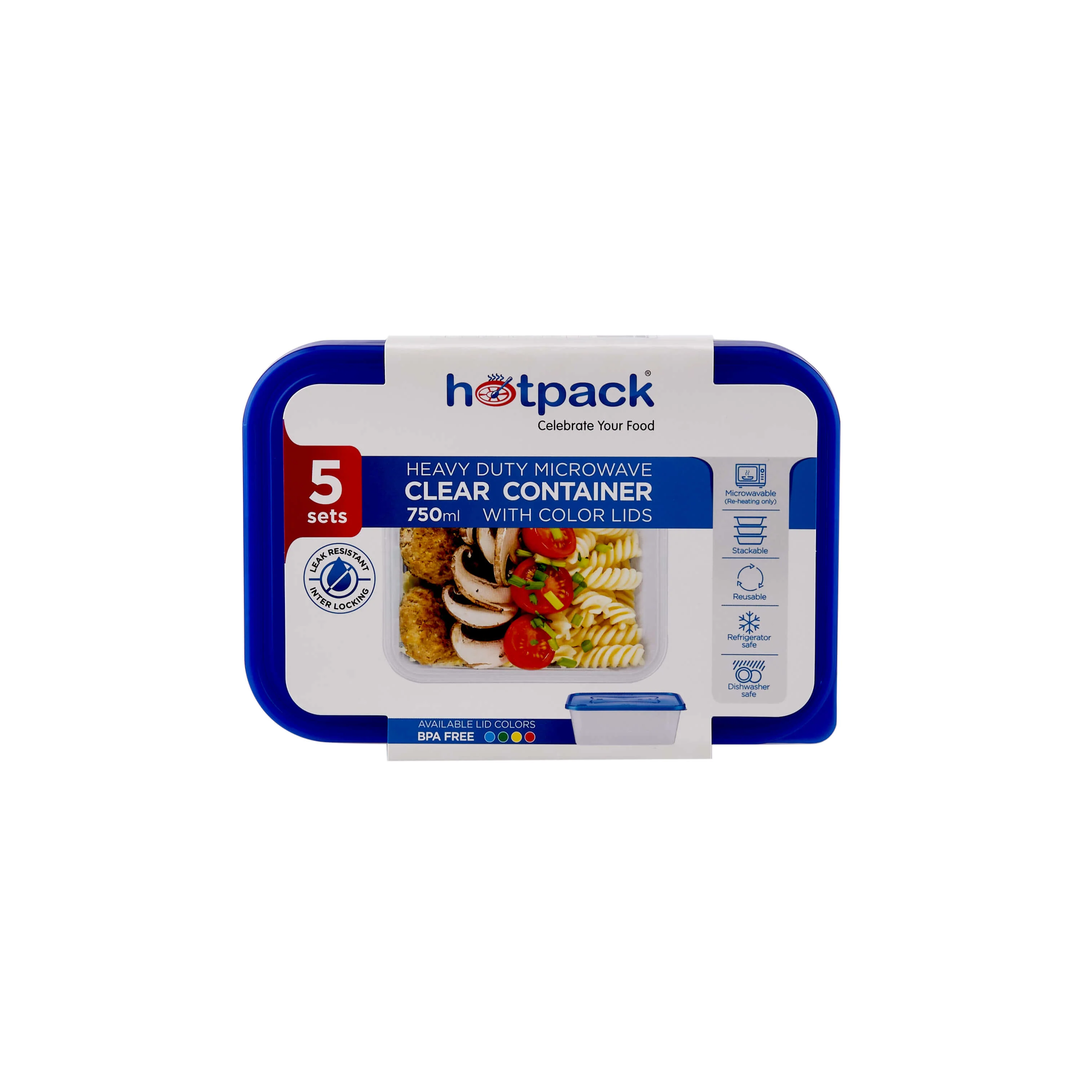 Clear Rectangular Heavy Duty Microwave Container with Color Lids - Image 42