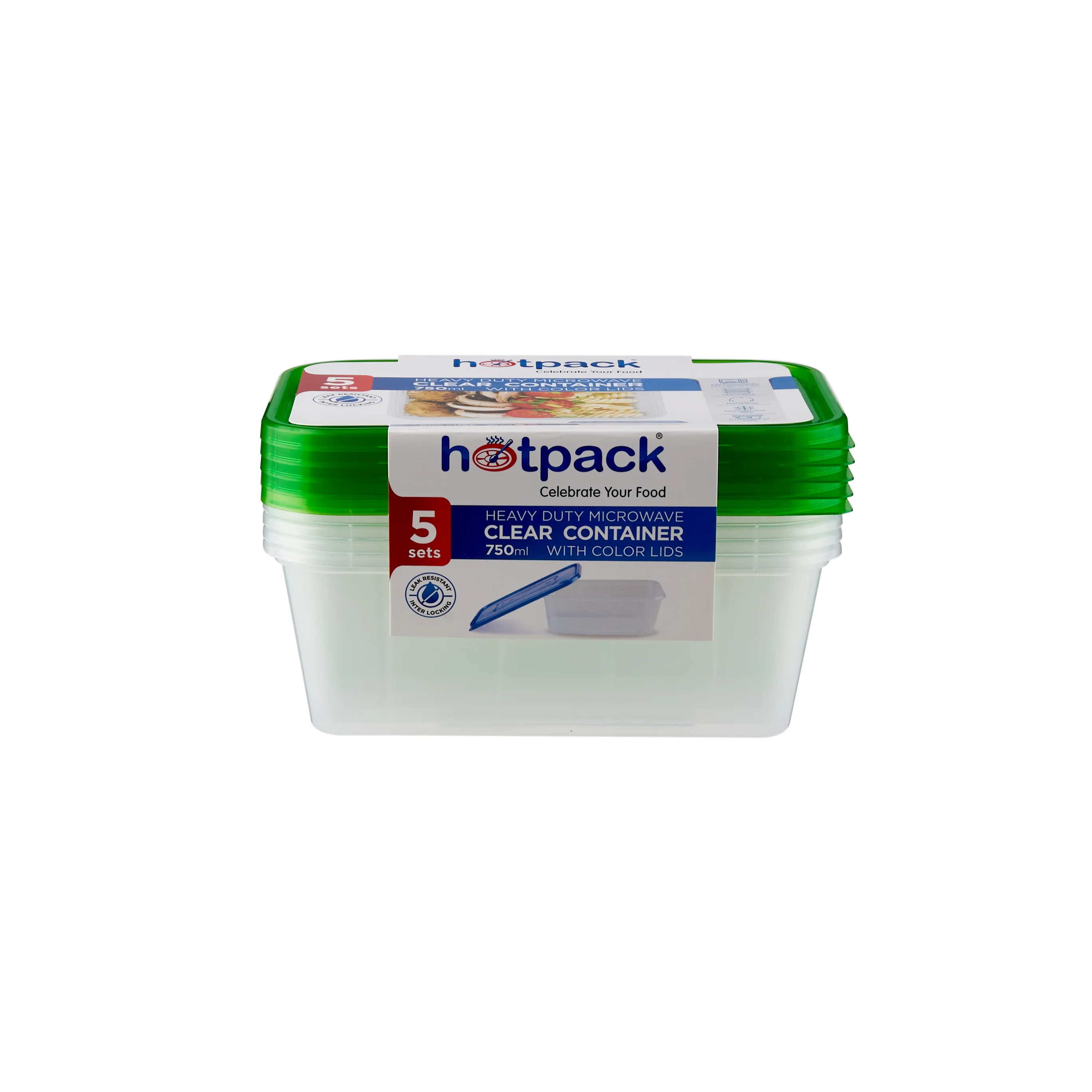 Clear Rectangular Heavy Duty Microwave Container with Color Lids - Image 46
