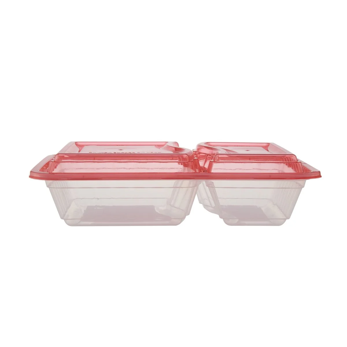 Clear Ribbed Rectangular Microwave Compartment Container with Color Lids 5  Pieces - Image 16