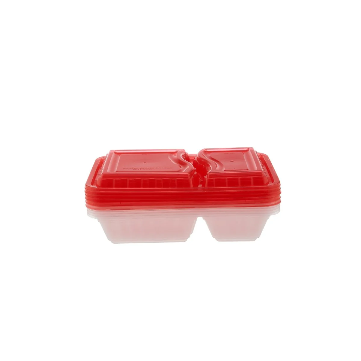 Clear Ribbed Rectangular Microwave Compartment Container with Color Lids 5  Pieces - Image 17