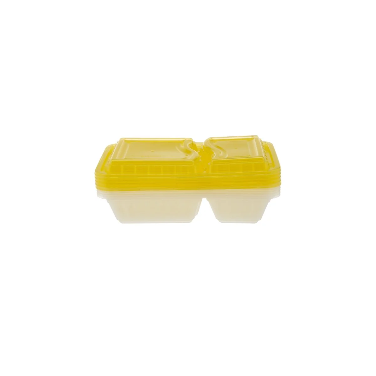 Clear Ribbed Rectangular Microwave Compartment Container with Color Lids 5  Pieces - Image 19