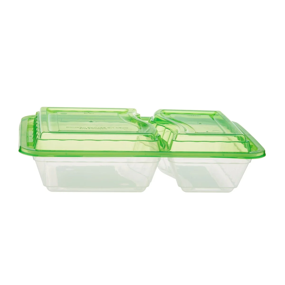 Clear Ribbed Rectangular Microwave Compartment Container with Color Lids 5  Pieces - Image 22
