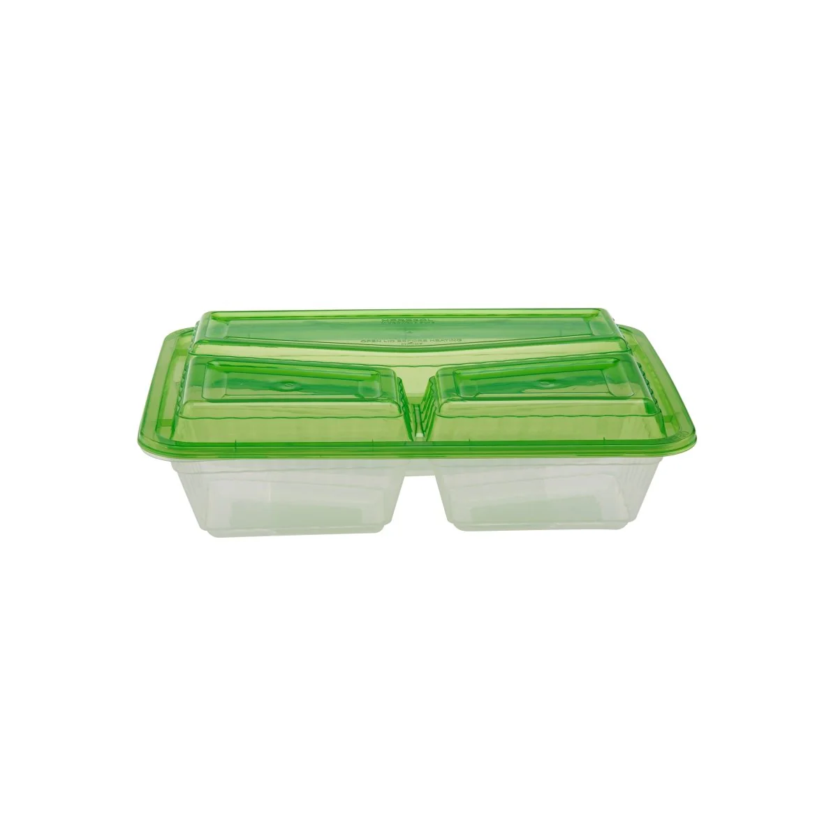 Clear Ribbed Rectangular Microwave Compartment Container with Color Lids 5  Pieces - Image 5