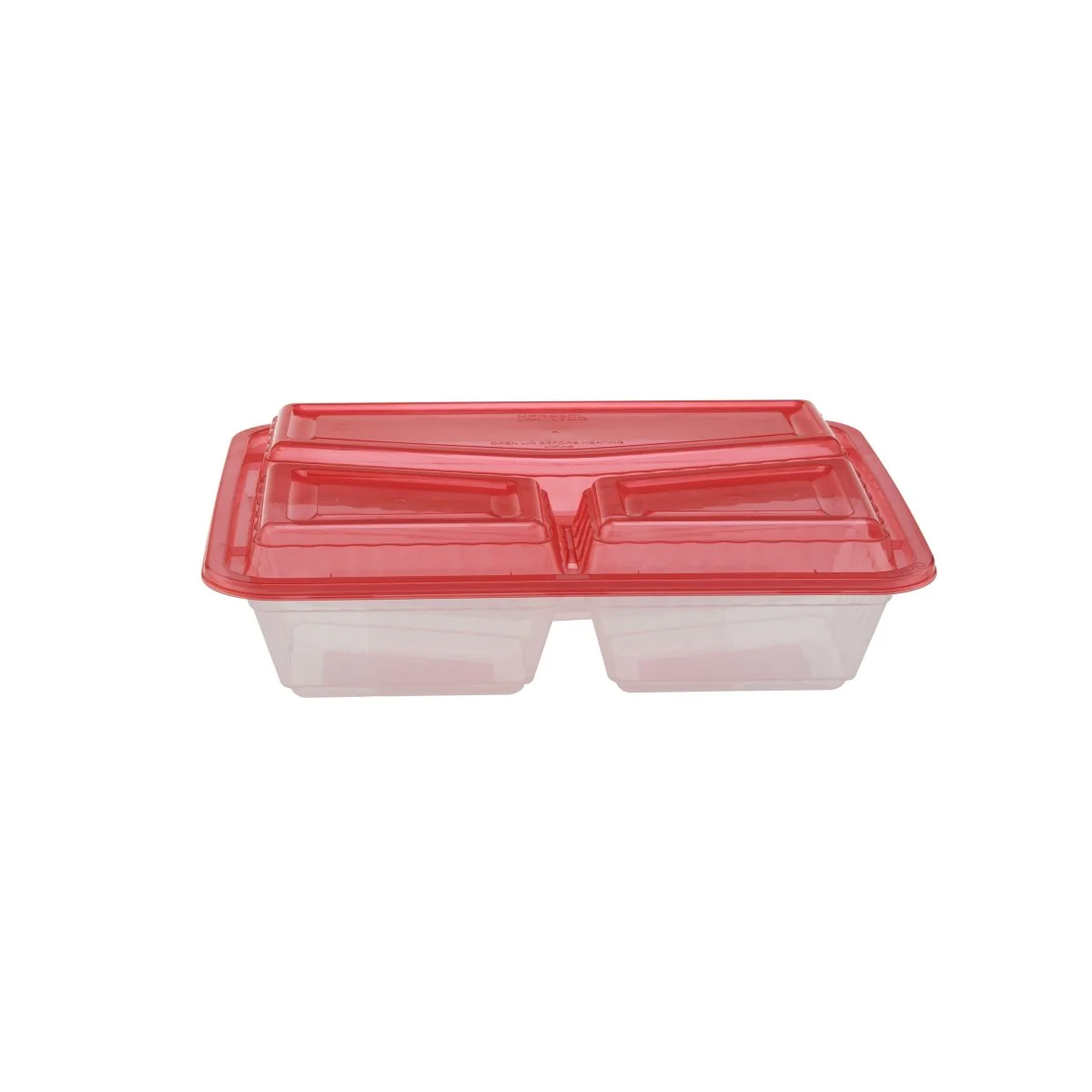 Clear Ribbed Rectangular Microwave Compartment Container with Color Lids 5  Pieces - Image 7