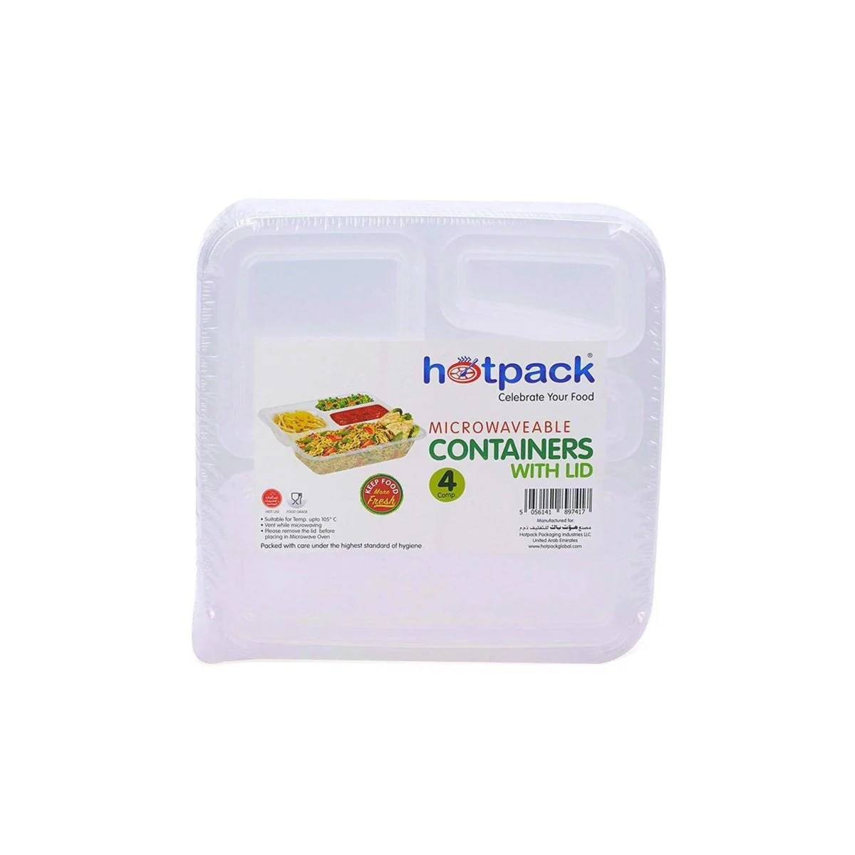 Microwaveable 4 Compartment Container With Lid - Image 3