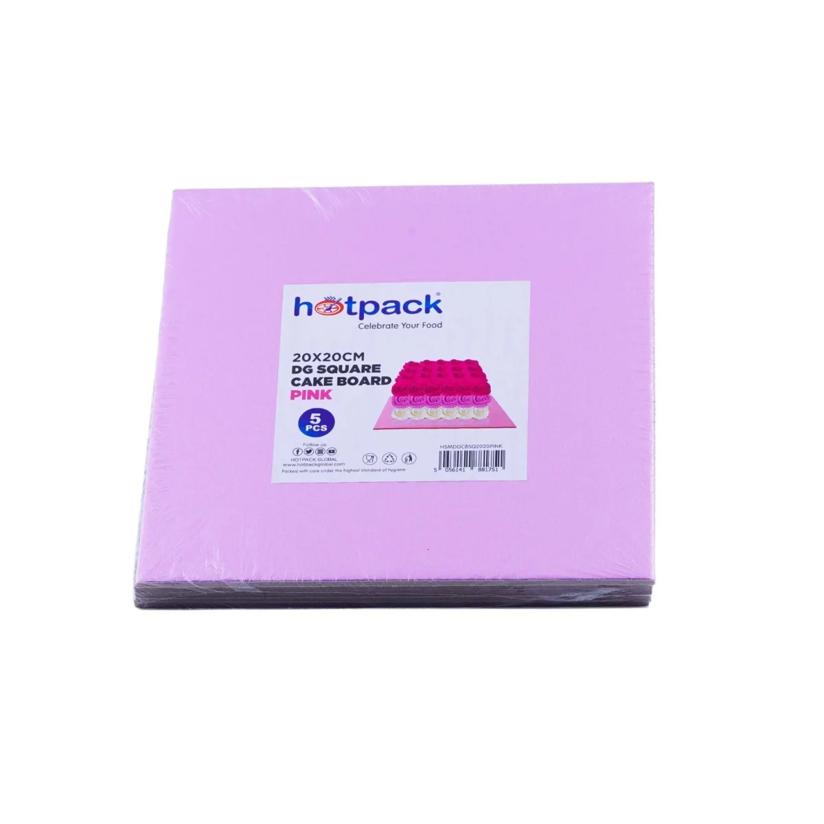 Pink Square Cake Board 5 Pieces - Image 2