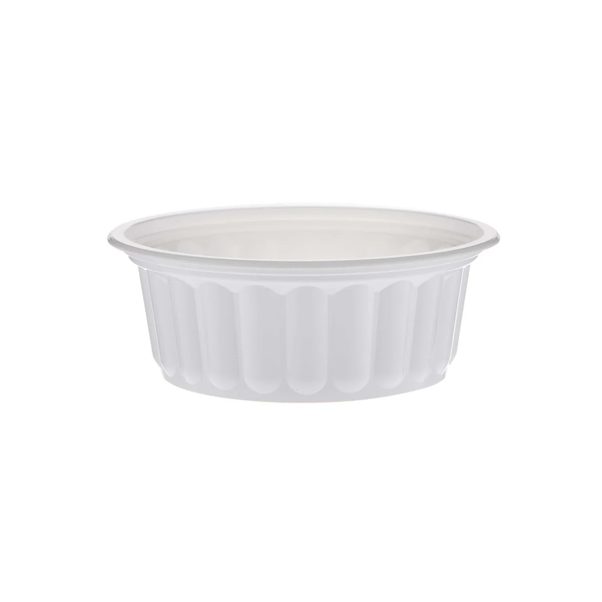 Plastic Ribbed Round Container White - Image 7