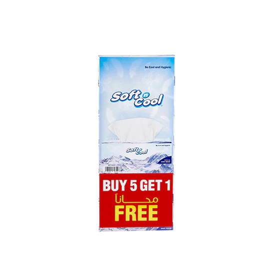 Soft n Cool Facial Tissue 200 Sheets x 2 Ply 5 Boxes + 1 Box Free