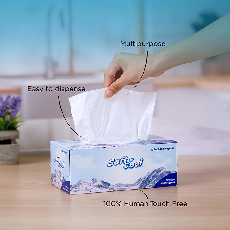 Soft n Cool Facial Tissue 200 Sheets x 2 Ply 5 Boxes + 1 Box Free - Image 2