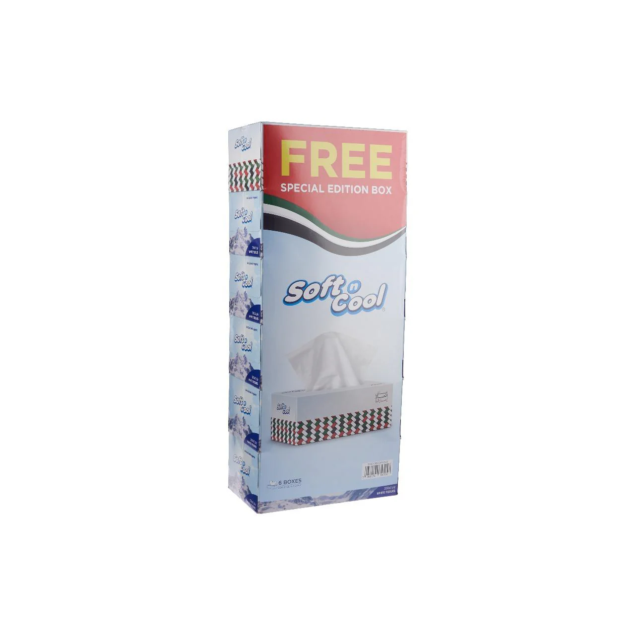 Soft n Cool Facial Tissue 200 Sheets x 2 Ply With Free UAE theme Facial Tissue - Image 4