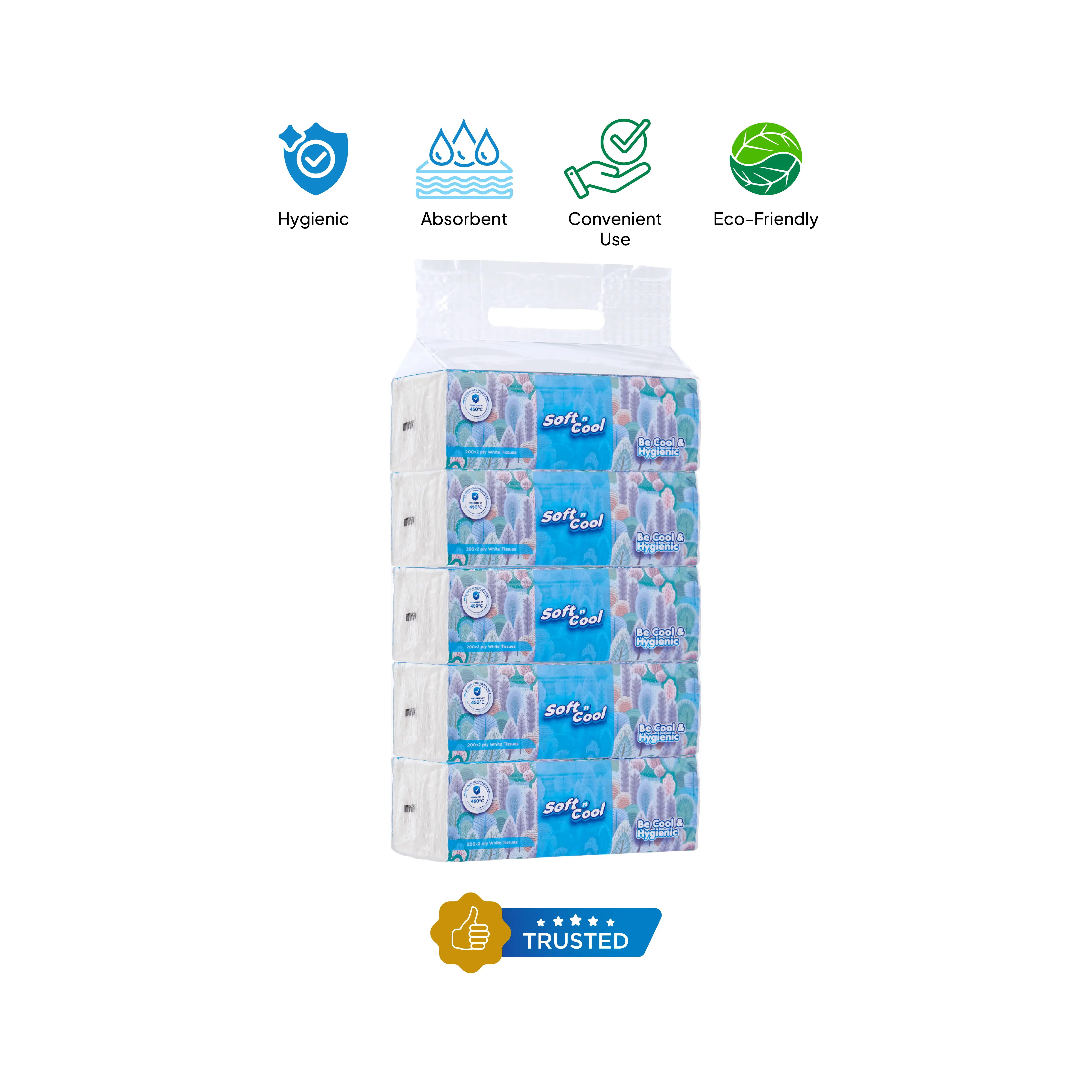 Soft n Cool Facial Tissue Nylon Pack 200 Sheets x 2 ply - Image 16
